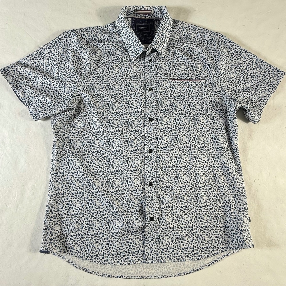 7 Diamonds Brushstroke Shirt Mens Large 4-Way Stretch Short Sleeve Performance - Picture 2 of 7